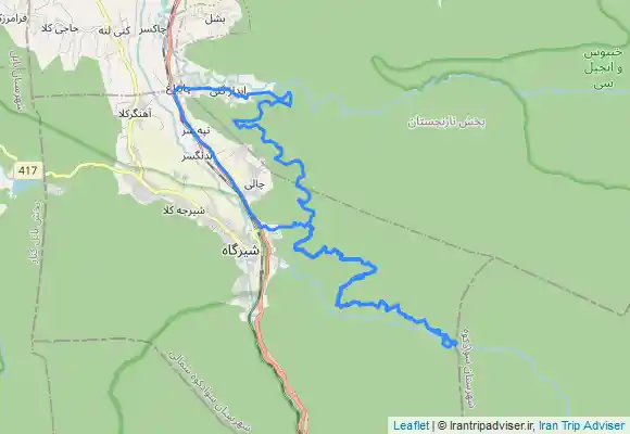 ترک جی پی اس روستای چای باغ (شیرگاه)، پارک جنگلی اندارگلی، آبشار پلنگ دره، شیرگاه، روستای چای باغ