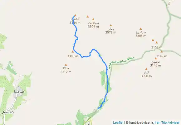 ترک جی پی اس قله آتش کوه