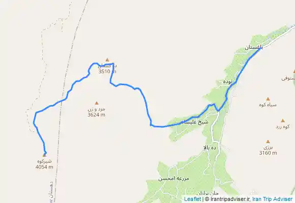 ترک جی پی اس قله شیرکوه از مسیر پناهگاه-روستای ده بالا-یزد
