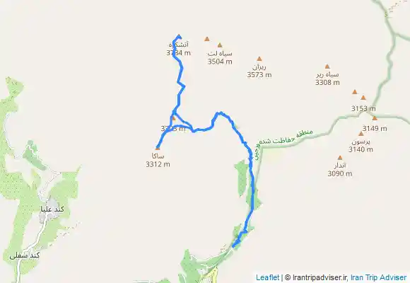 ترک جی پی اس قله ساکا و قله آتشکوه