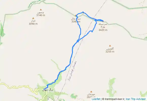 ترک جی پی اس برگ جهان به سرسیاه غار