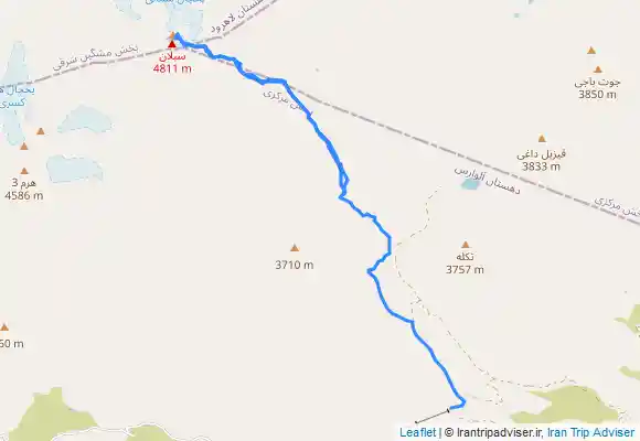 ترک جی پی اس Panāhgāh-e Sabalānصعود به قله سبلان،الوارس،جنوب شرقی