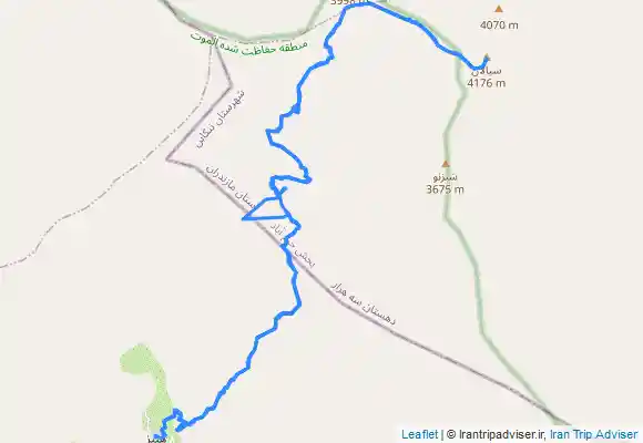 ترک جی پی اس مسیر یک روزه قله سیالان از روستای هنیز