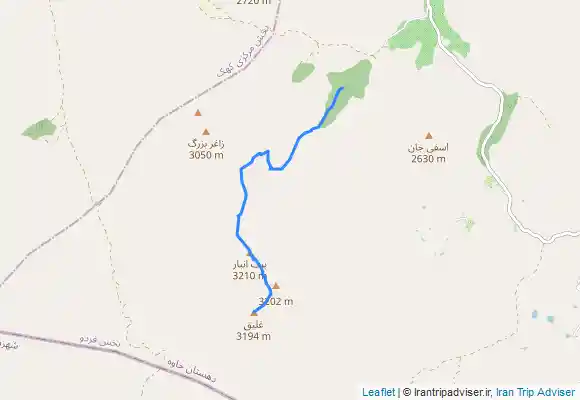 ترک جی پی اس قله برف انبار و قله سیاه کوه از روستای فردو (سیمرغ قم)