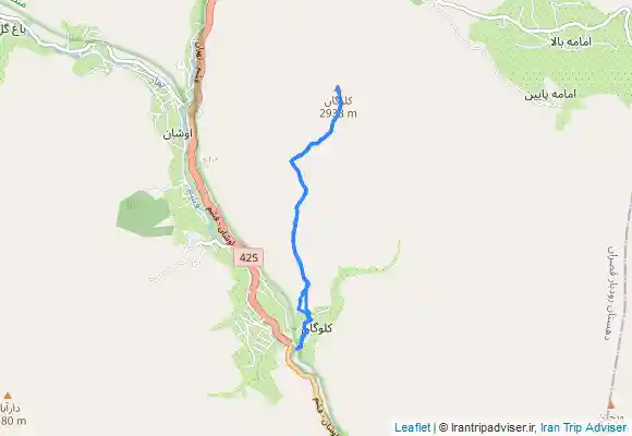 ترک جی پی اس پیمایش از روستای کلوگان تا قله کلوگان(اورجین)