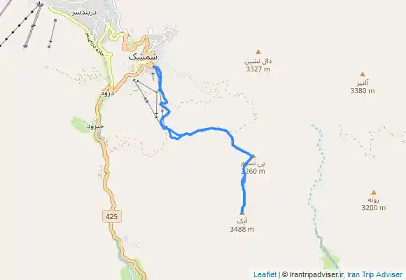 ترک جی پی اس قله آبک زمستانه از شمشک