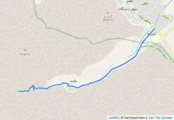 ترک جی پی اس مسیر پارکینگ آبشار طامه تا نطنز