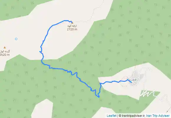 ترک جی پی اس فرود از قله ارفع کوه به روستای ارفع ده (مسیر بازگشت)