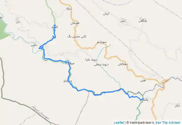 ترک جی پی اس اورامان(هه‌ورامان) مسیر کولیژ  به  پالنگان