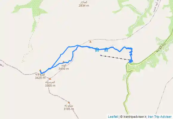 ترک جی پی اس قله کلاغ لانه وخط الرس قله الوند