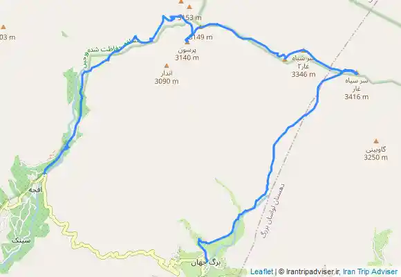 ترک جی پی اس خط الراس پرسون به سرسیاه غارها افجه به برگ جهان