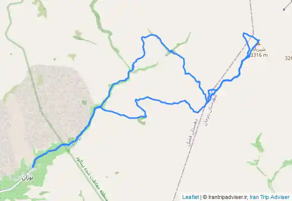 ترک جی پی اس بوژان، دره شکراب، قله سیاه لوک، قله شیرباد، خانه سنگی بالای آبشار، بوژان