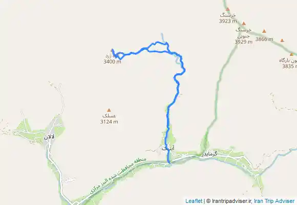 ترک جی پی اس قله کوه زرد ( سه میان) از آبنیک