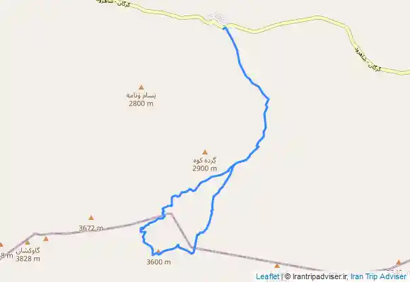 ترک جی پی اس خط الراس گاوکشان و مسیر صعود قله از شاهکوه بالا