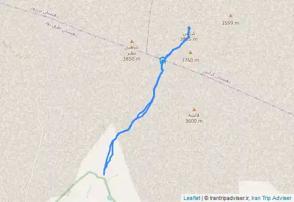 ترک جی پی اس مسیر رفت و برگشت قله کرکس