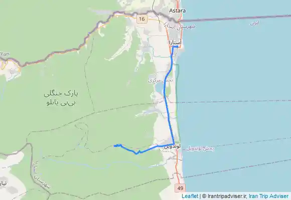 ترک جی پی اس آستارا. مسیر رفت تا پارکینگ لاتون