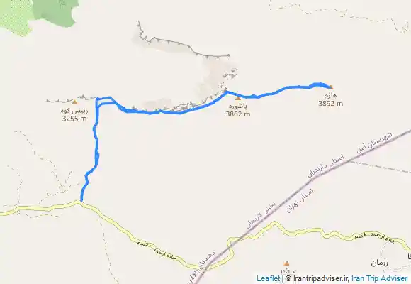 ترک جی پی اس قله‌های پاشوره و ابرت و هلزم از لاسم