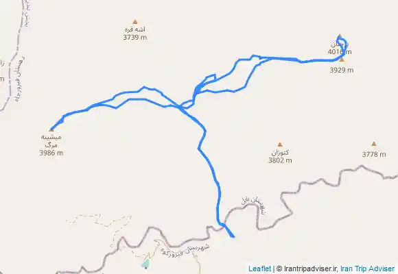 ترک جی پی اس قله میشینه مرگ و پرچنان از روستای لزور