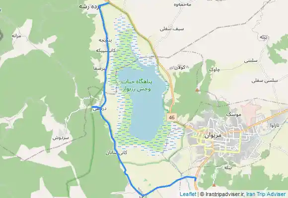 ترک جی پی اس Bardrasheh - Bar Qal‘eh - Lake Zarivar Marivan - زریوار ( زریبار ) مریوان