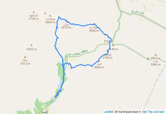 ترک جی پی اس خط الراس قلل اِندار، پرسون، سیاه ریز، ریزان