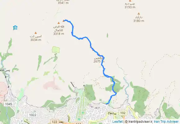 ترک جی پی اس پیمایش از پارک نیلوفر تا قله عرقچین و کلکچال