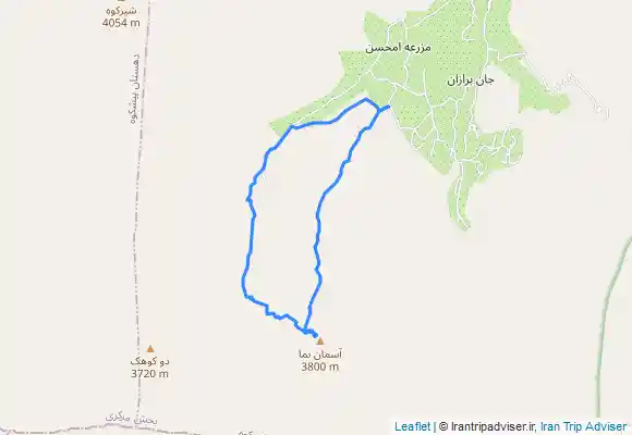 ترک جی پی اس یزد ، ده بالا ، مسیر صعود و فرود به قله گاو و گوساله ، آسمان نما 