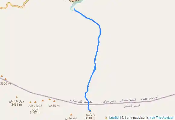 ترک جی پی اس مسیر رفت و برگشت قله یال کبود