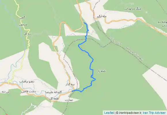 ترک جی پی اس مسیر آبریز به چم آسیاب از خط راس کوه شره