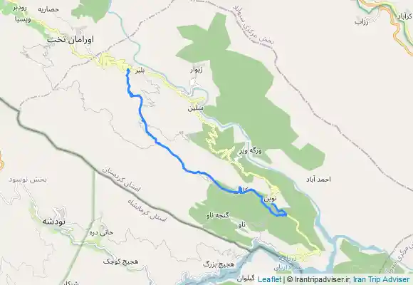 ترک جی پی اس Hewraman ( Belbar To Kalji Via DergaGavi )- اورامان - هه ورامان ( بلبر ، درگا گاوی ، ده ره ویان ، کراویه دول ، که لجی )