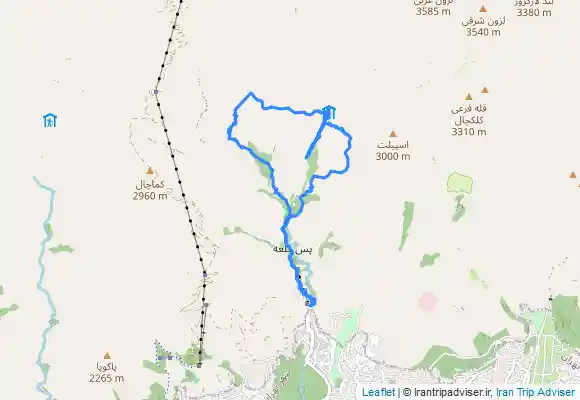 ترک جی پی اس پیمایش از میدان‌ سربند(مجسمه) تا بند یخچال، جانپناه شروین، پناهگاه شیرپلا، دره اوسون، جمعه ۱۴۰۳/۰۲/۱۴