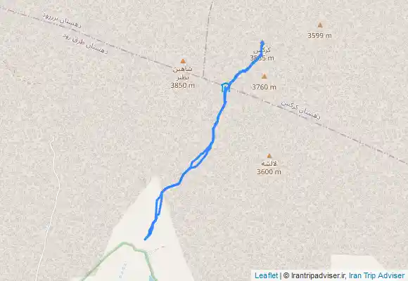 ترک جی پی اس Mār Chūneh - Gerdoo - آبشار کرکس - Karkas Peak - Mountain hut