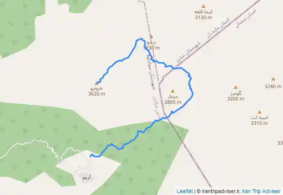 ترک جی پی اس صعود به قله خرو نرو از روستای آریم دشت تارو