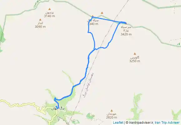 ترک جی پی اس آبشار برگ جهان, Sarsiah Ghar and Siah Chal from Barg-e Jahān