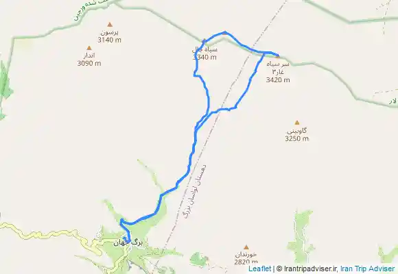 ترک جی پی اس آبشار برگ جهان, Sarsiah Ghar and Siah Chal from Barg-e Jahān