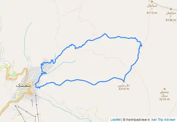 ترک جی پی اس پیمایش از روستای سپیدستان در شمشک بالا تا قله دال نشین(لجنی) و جانپناه لجنی