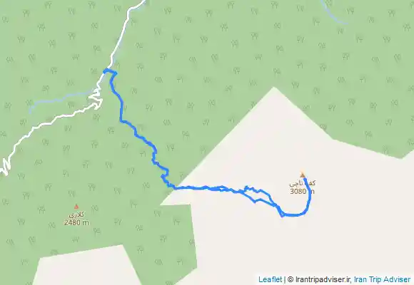 ترک جی پی اس مسیر عبور چجا به قله کفناچی