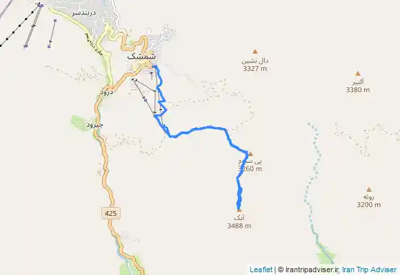 ترک جی پی اس قله آبک از مسیر شمشک