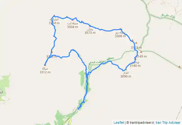 ترک جی پی اس افجه، تمام قلل خط‌الرأس ساکا به اندار