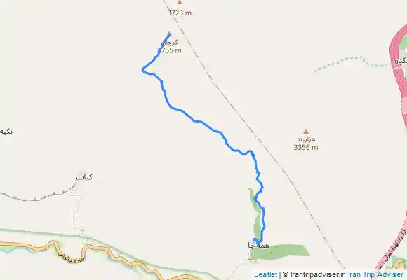 ترک جی پی اس قله کرچان از روستای همه‌جا