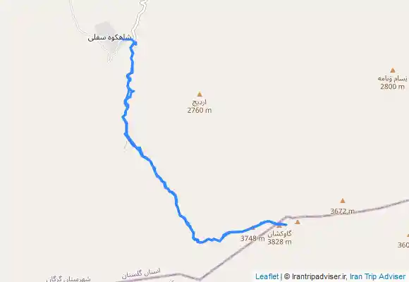 ترک جی پی اس گردنه and Peak Gavkoshan from Shāh Kūh-e Soflá