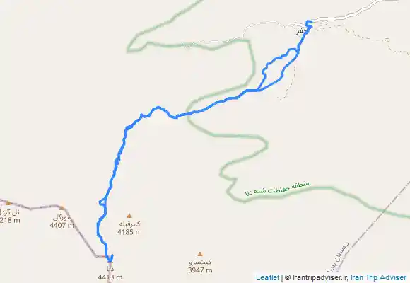 ترک جی پی اس Dena-Qash Mastan قله قاش مستان- دنا از روستای خفر