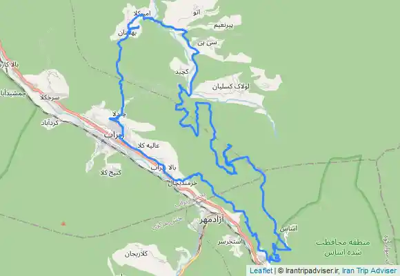 ترک جی پی اس برنامه دوچرخه سواری لوپ روستای بهمنان-زیرآب-اساس-جاده گاز-جنگل پلنگ دره