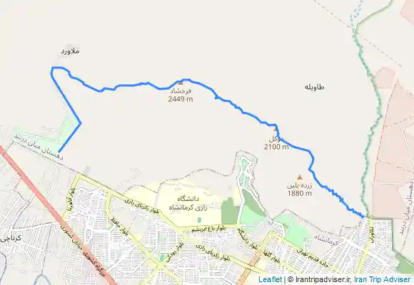 ترک جی پی اس پیمایش خط الراس از روستای ملاورد به فرخشاد ـ دوکل ـ ظفر