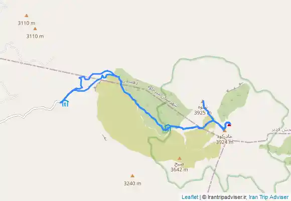 ترک جی پی اس مسیر قله تفتان از اردوگاه دره گل