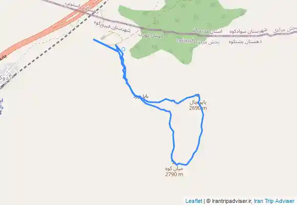 ترک جی پی اس قله میان کوه و پاپونچال