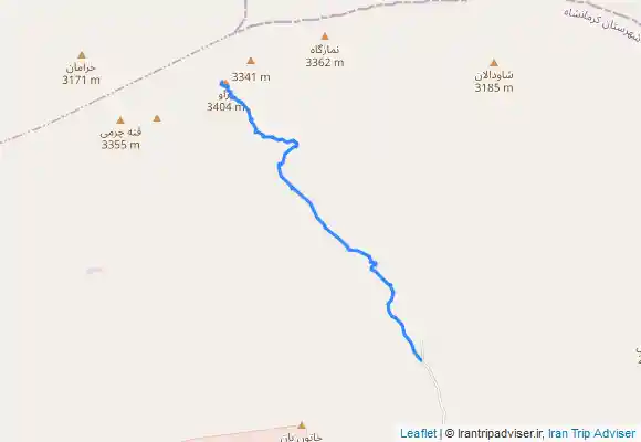 ترک جی پی اس Chālābeh - Fountain - جانپناه یک شبه - Mountain hut - قله پراو