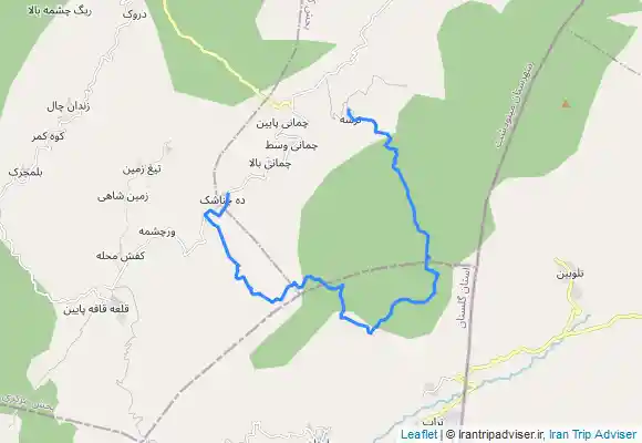 ترک جی پی اس حرکت از روستای ترسه کوه بوقوتو،قله سلیمان،چشمه نعمت،قله طهماسب،دشت شانوین،دشت برف چال،ودر انتها روستای ده چناشک