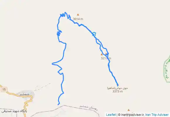 ترک جی پی اس Khermanshsh,shahoo قله حوی خانی شاهو ارتفاع ۳۳۹۰