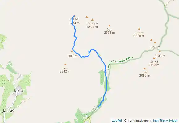 ترک جی پی اس Parking afje - Cheshme - Atashkooh Summit پارکینگ افجه، قله آتش‌کوه