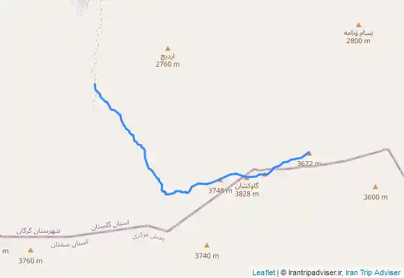 ترک جی پی اس قله‌های گاوکُشان و کهکشان از روستای شاهکوه سفلی